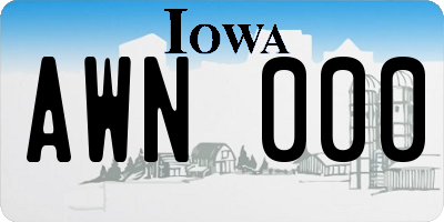 IA license plate AWN000