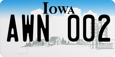 IA license plate AWN002