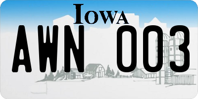 IA license plate AWN003