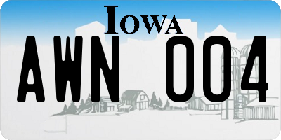 IA license plate AWN004