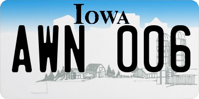 IA license plate AWN006