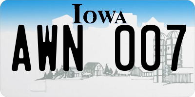 IA license plate AWN007