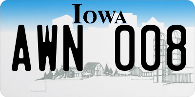 IA license plate AWN008