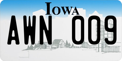 IA license plate AWN009