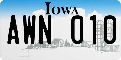 IA license plate AWN010
