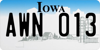 IA license plate AWN013