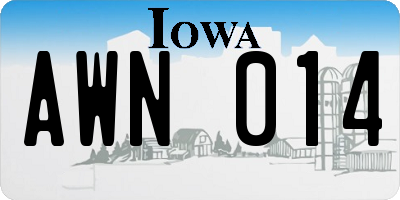 IA license plate AWN014