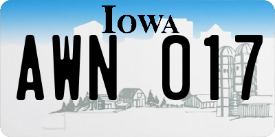IA license plate AWN017