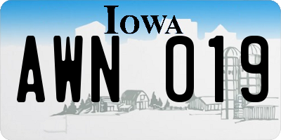 IA license plate AWN019