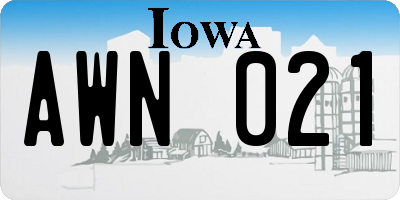 IA license plate AWN021