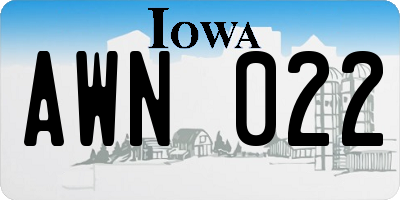 IA license plate AWN022