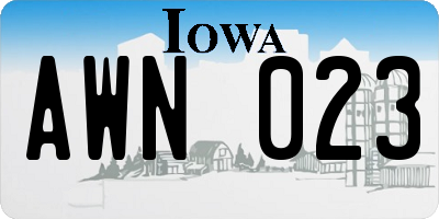IA license plate AWN023