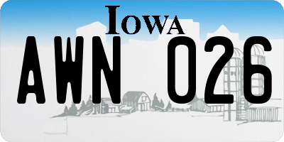 IA license plate AWN026