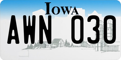 IA license plate AWN030