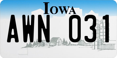 IA license plate AWN031