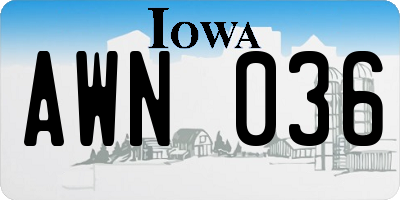 IA license plate AWN036