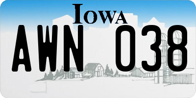 IA license plate AWN038