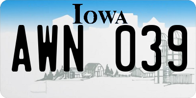 IA license plate AWN039