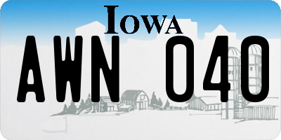 IA license plate AWN040