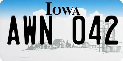 IA license plate AWN042
