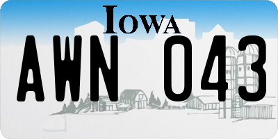 IA license plate AWN043
