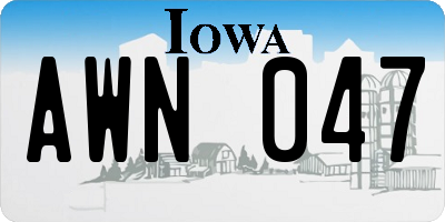 IA license plate AWN047