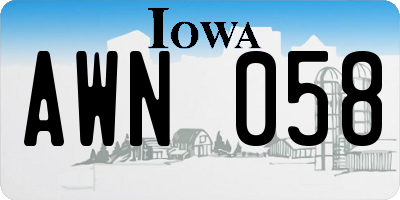 IA license plate AWN058