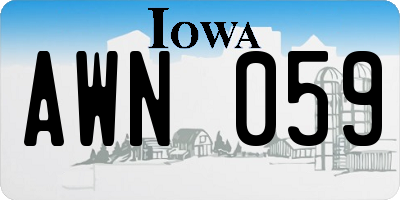 IA license plate AWN059
