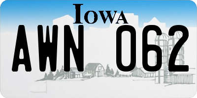 IA license plate AWN062