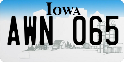 IA license plate AWN065