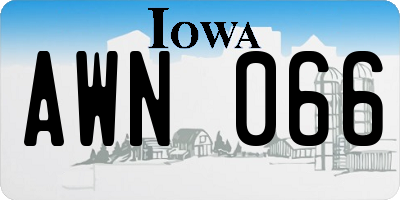 IA license plate AWN066