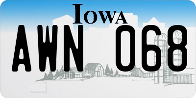 IA license plate AWN068