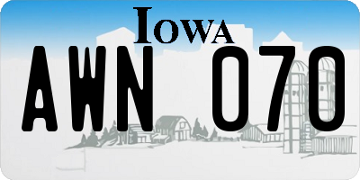 IA license plate AWN070