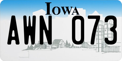 IA license plate AWN073