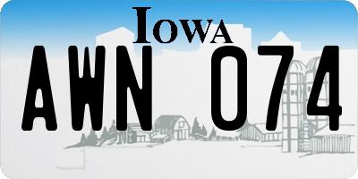IA license plate AWN074
