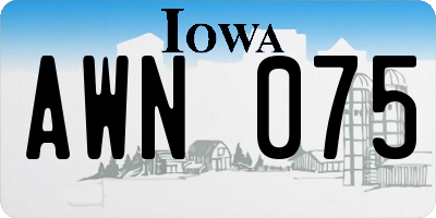 IA license plate AWN075