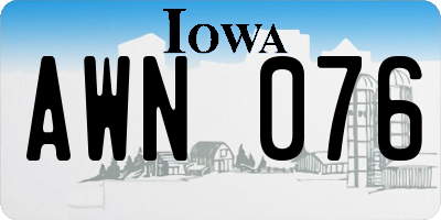 IA license plate AWN076
