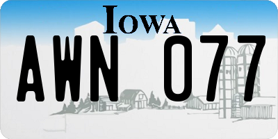 IA license plate AWN077