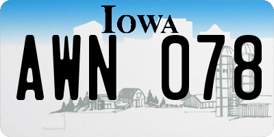 IA license plate AWN078