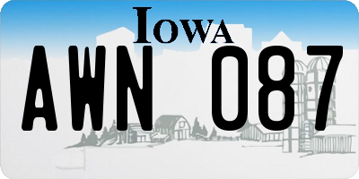 IA license plate AWN087