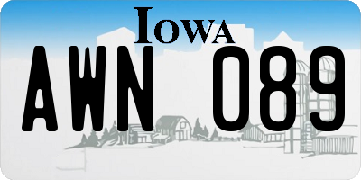 IA license plate AWN089