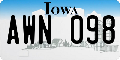 IA license plate AWN098