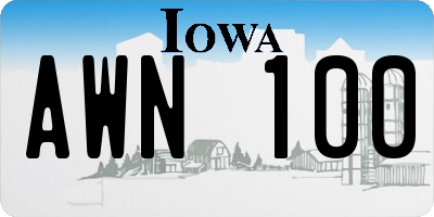 IA license plate AWN100