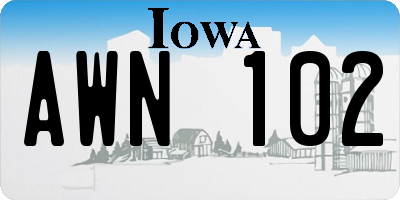 IA license plate AWN102