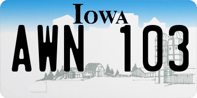 IA license plate AWN103