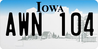 IA license plate AWN104