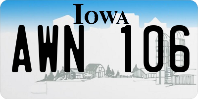 IA license plate AWN106