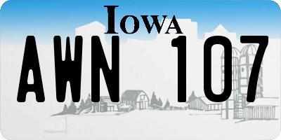 IA license plate AWN107