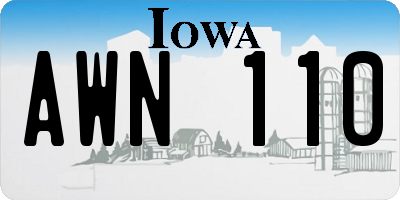 IA license plate AWN110