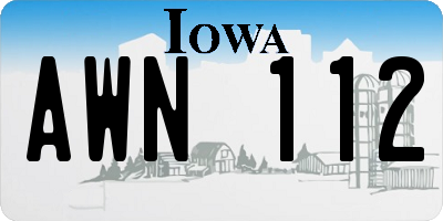 IA license plate AWN112